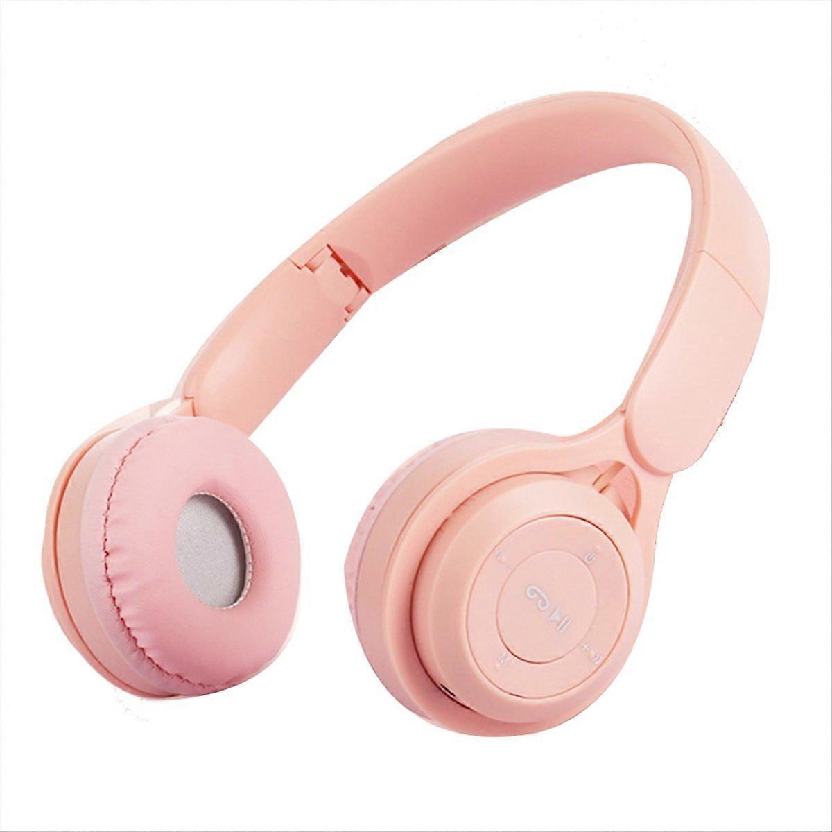 Wireless Bluetooth Headset Portable Foldable Children Headset Pinkish