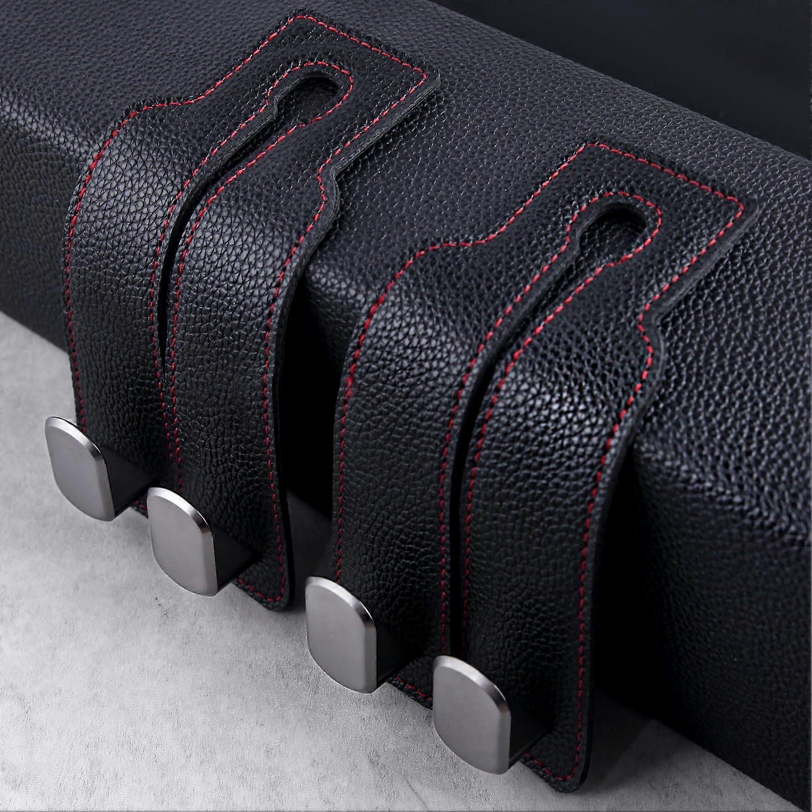 2Pcs Car Headrest Hook and Seat Back Organizer, 2 in 1 Leather Purse Holder with 360° Rotation