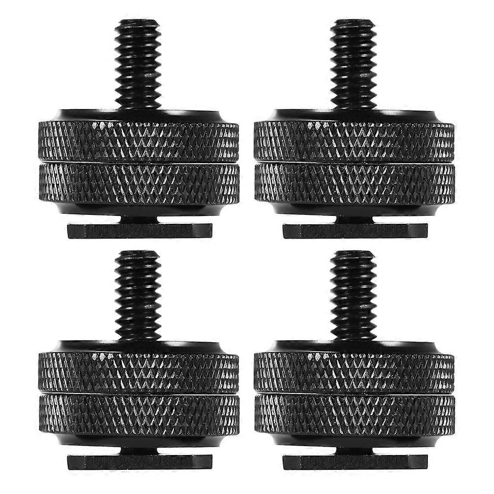 Camera Hot Shoe Mount Tripod Screw Adapter for 4Pcs Black Alloy