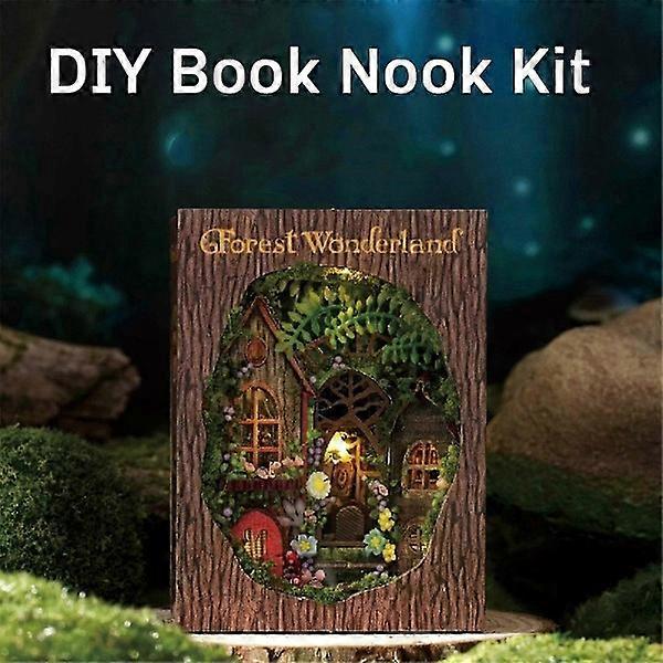 DIY Book Corner Kit with 3D Puzzle Model Building Wooden Bookshelf Bookend Toy Halloween Christmas Bi-Perfet