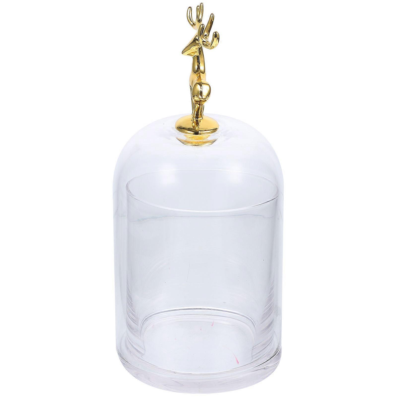 Glass Display Dome Preserved Flower Cover for Storage 2Sets Transparent