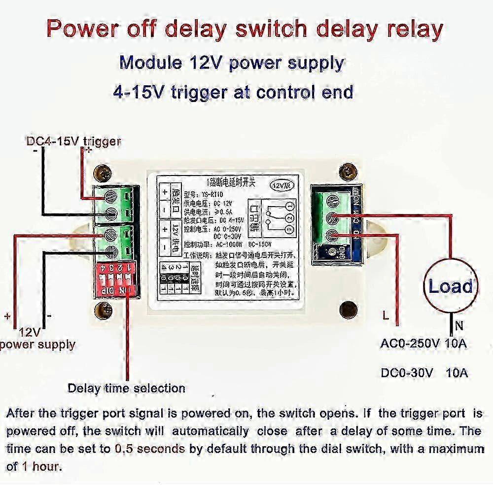 Power Off Time Relay for Switch Controller, 12V 24V Delay Disconnect Trigger Version