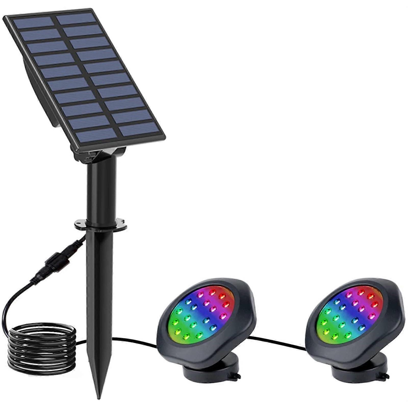 LED Pool Lights RGB Color Changing IP68 Waterproof Solar Powered Underwater Spotlight 2 Pack