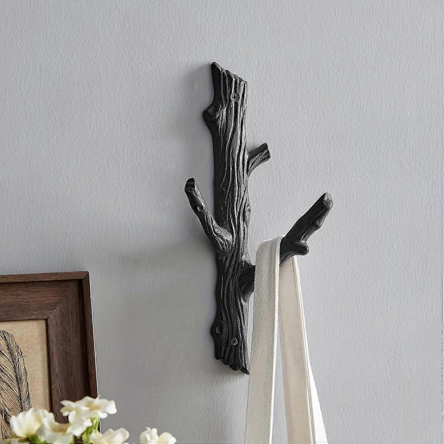 Rustic Cast Iron Wall Hook, Waterproof & Rust-Resistant, for Towels Keys & Decor.