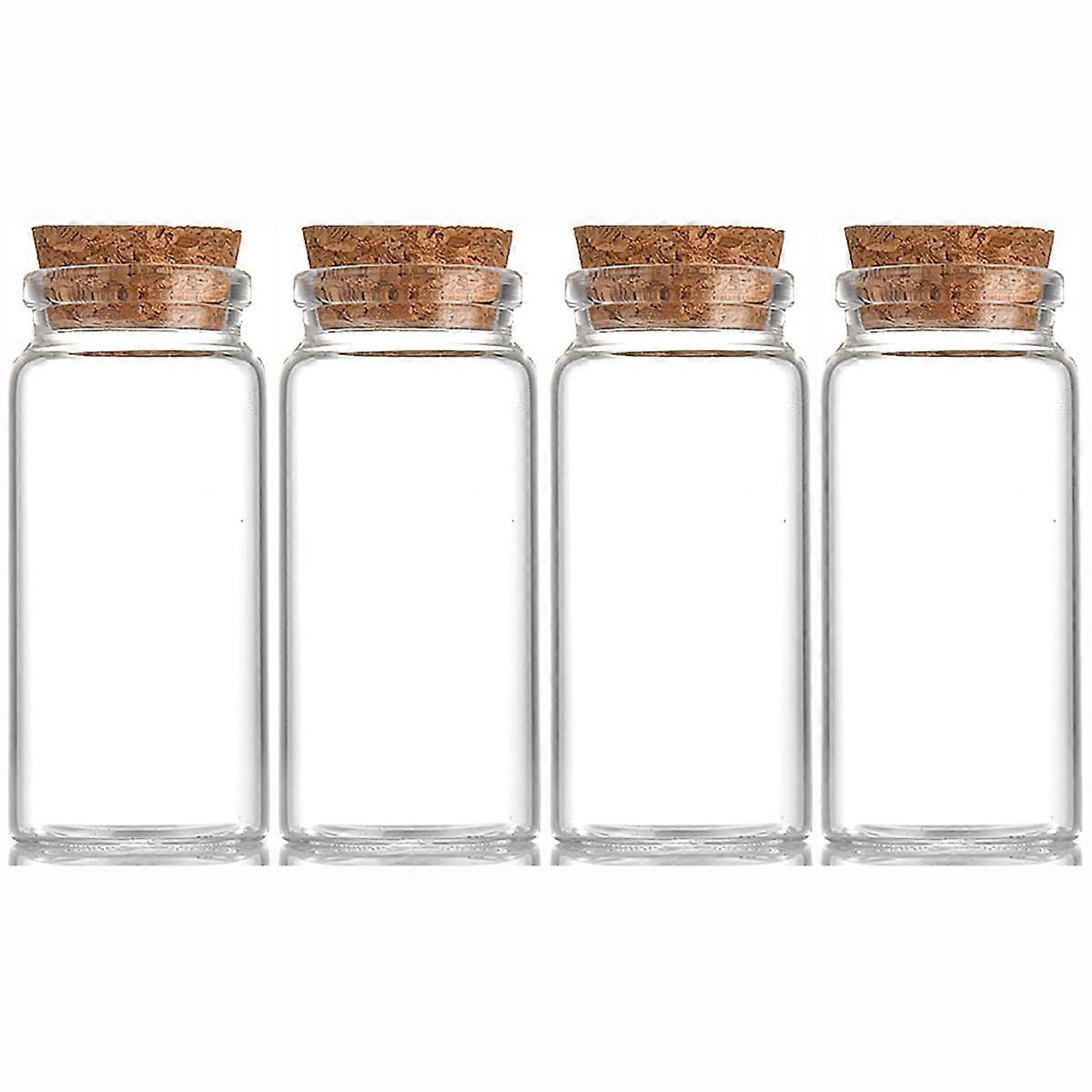 4 Pcs 60ml Small Glass Bottles with Cork Stopper for Wedding Favors and DIY Crafts