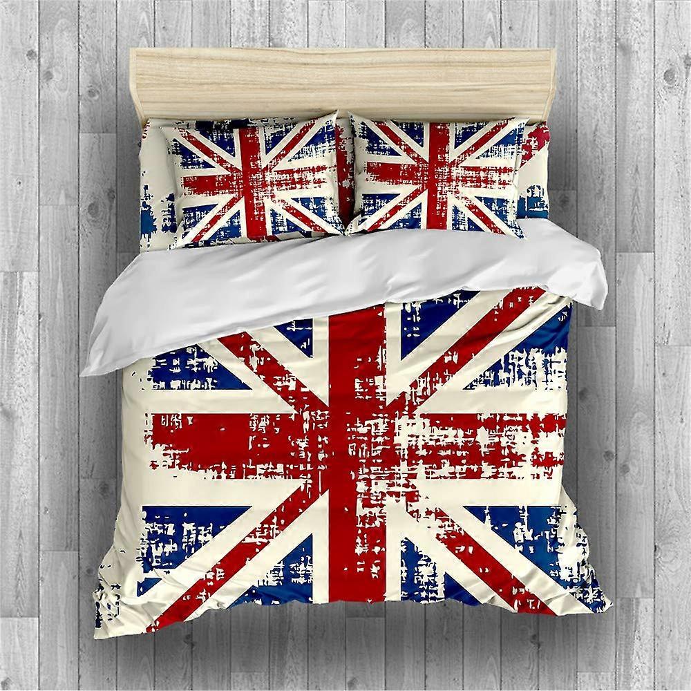 Union Jack Duvet Cover Set Full Size 3 Piece Soft Breathable British Flag Bedding Fade Resistant
