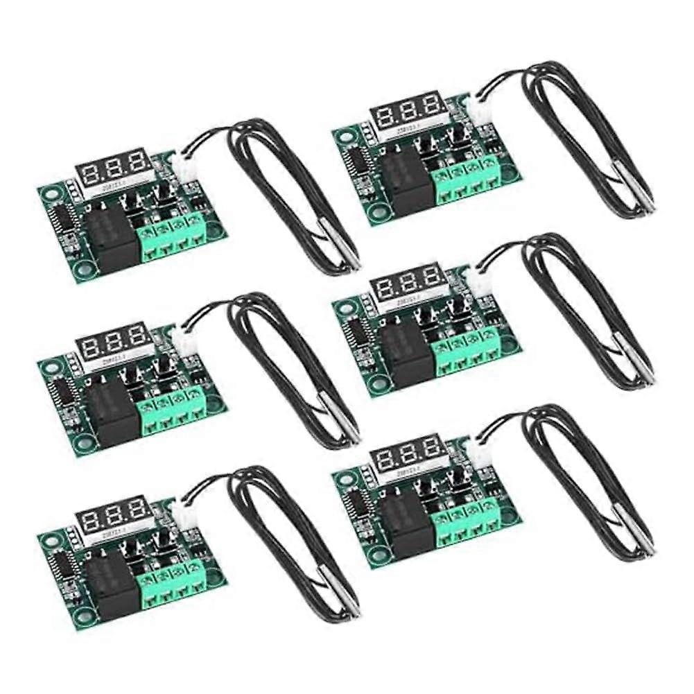 6 PCS W1209 12V Digital Temperature Controller with Waterproof Sensor Probe LED Display 50 to 110°C for Heating and Cooling
