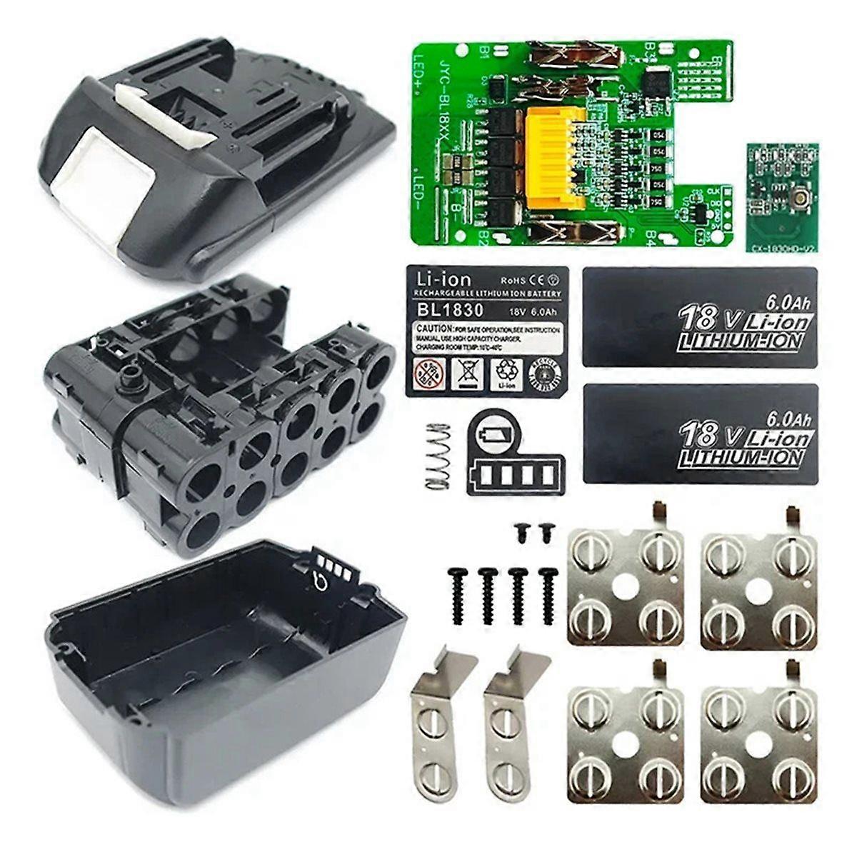 BL1830 Lithium Battery Case PCBA Balance Charging Protection Board Shell Box for 18V BL1860B LED In