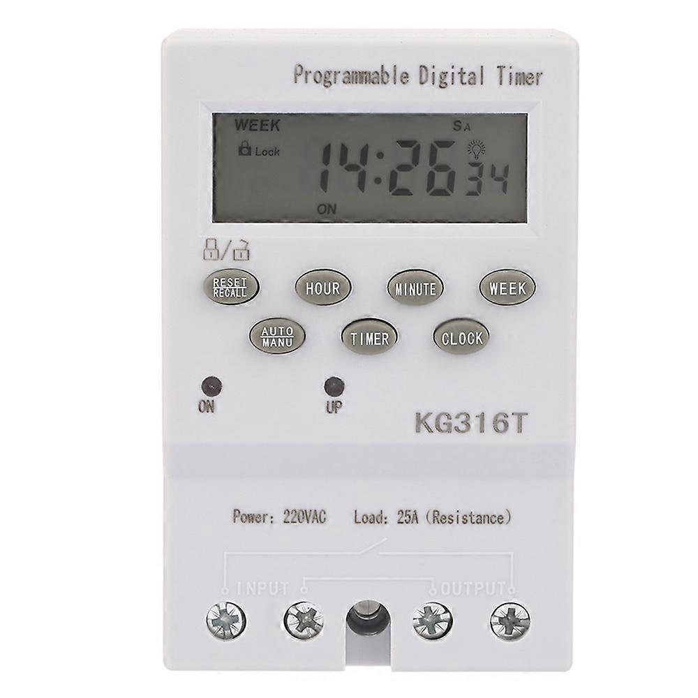 KG316T AC220V Timer Switch Digital Display Automatic Digital Programmable Timer Time Control 1 Minute to 168 Hours