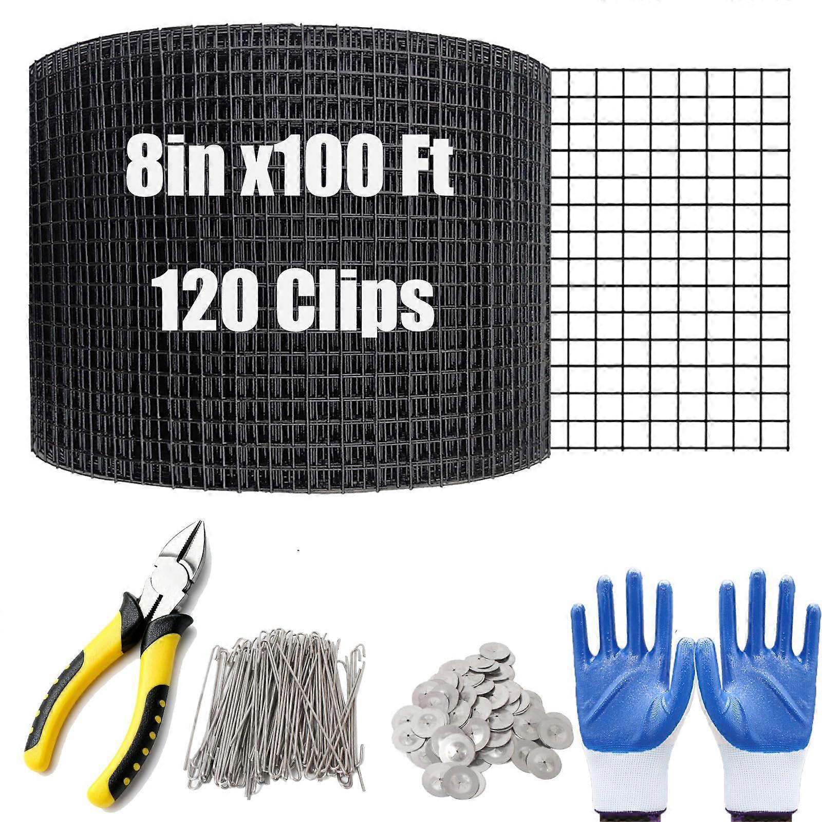 8in x 100ft Solar Panel Bird Guard Mesh Kit with PVC Coated Wire and 120 Clips for Pest Protection