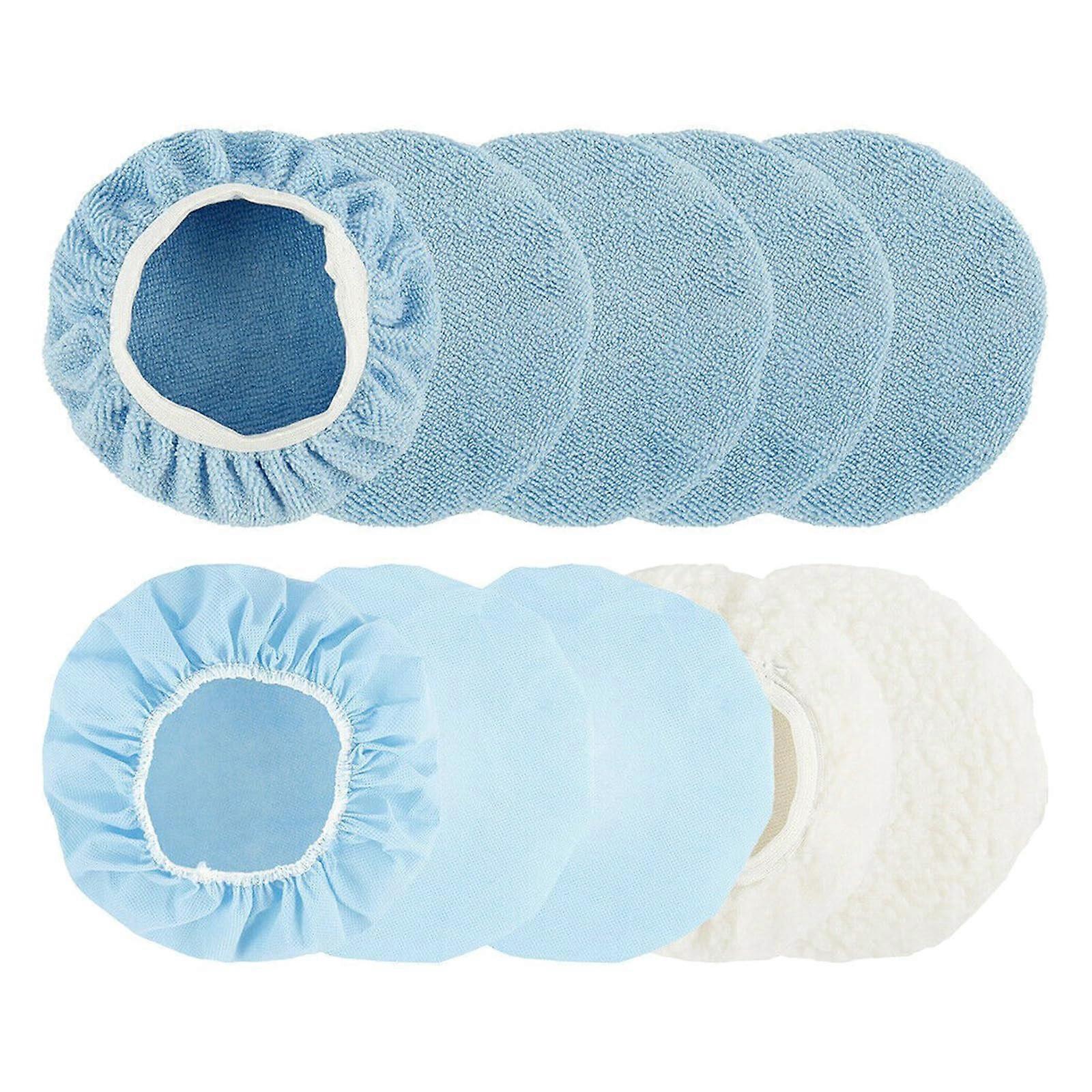 10Pcs Car Polishing Pads Microfiber Buffer Bonnet Set Fits 910 Inch Elastic Edge Waxing