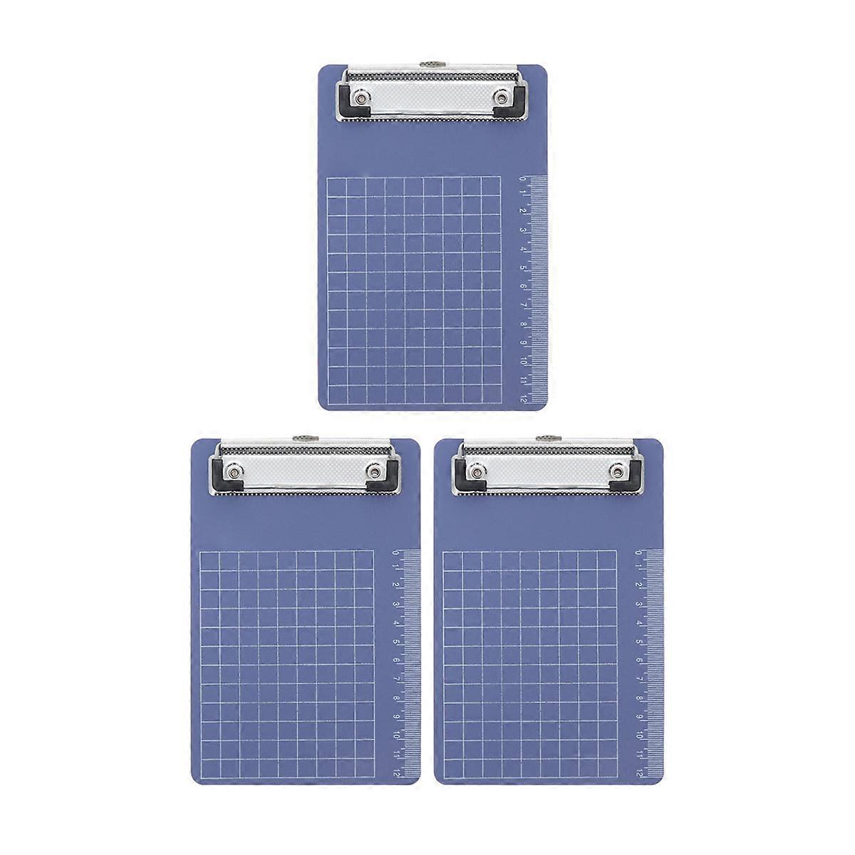 Blue Plastic Clipboard Clip Board for Writing Use 3Pcs Pack