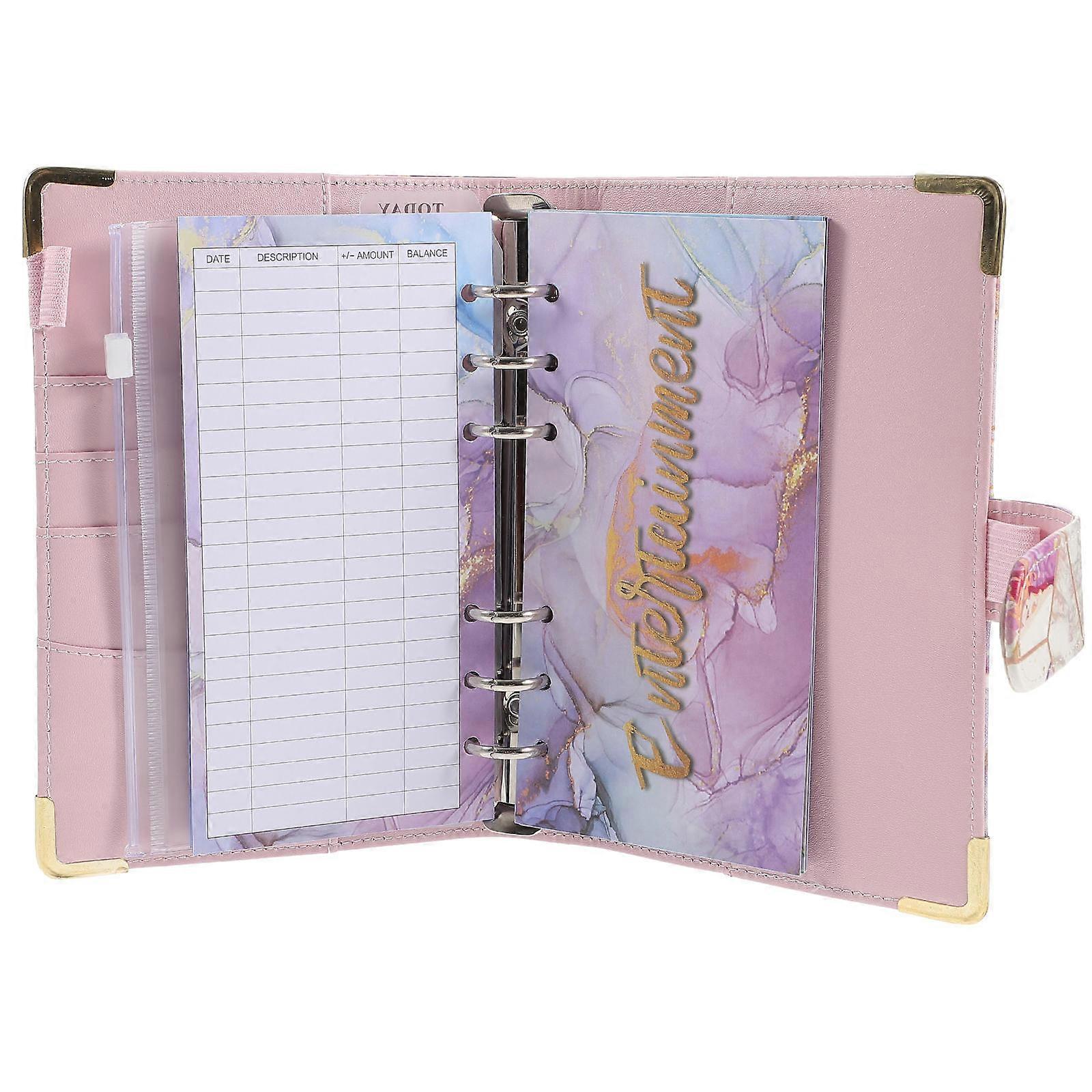 Large Violet Marble Pattern Budget Binder with Removable Budget Organizer Cards 1Set