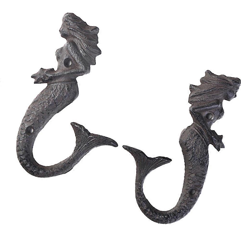 Mermaid Decor Hook Wall Hook for Hanging Use 2Pcs Clothes Coat Hooks