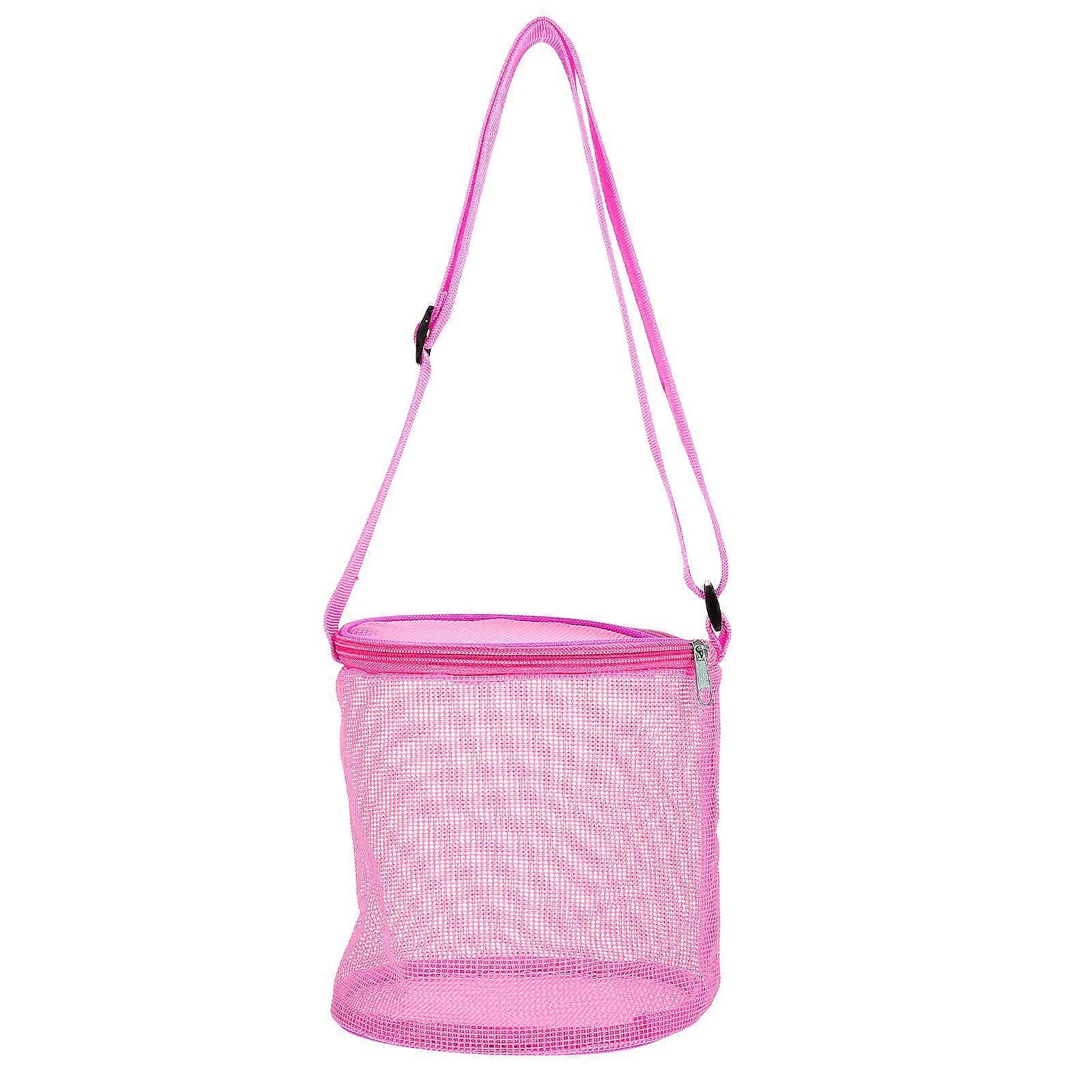 Mesh Bag Large Seashell Storage Bag for 3Pcs Pink Set