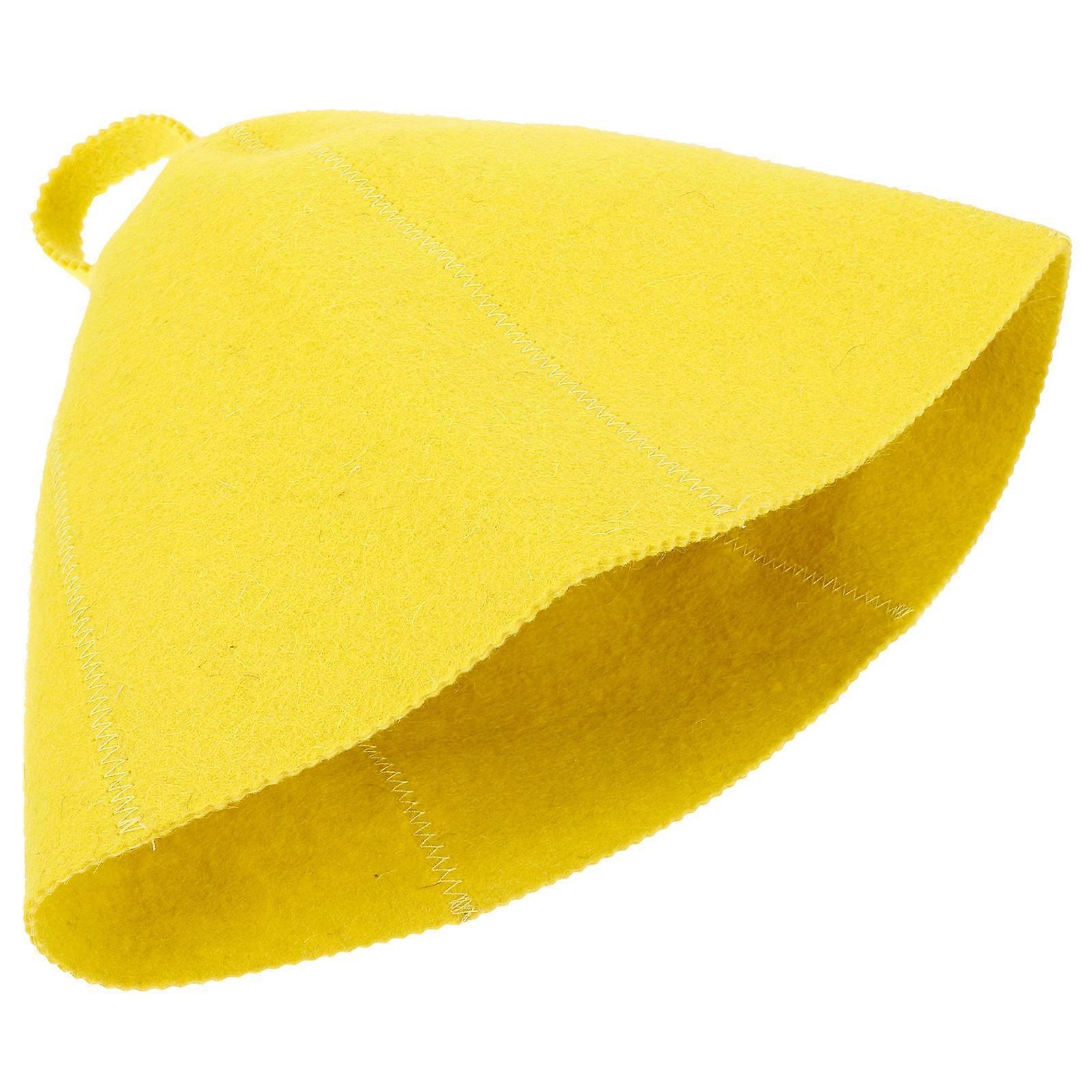 Sauna Hat Yellow Felt Material for Daily Use Comfortable Bathing Cap