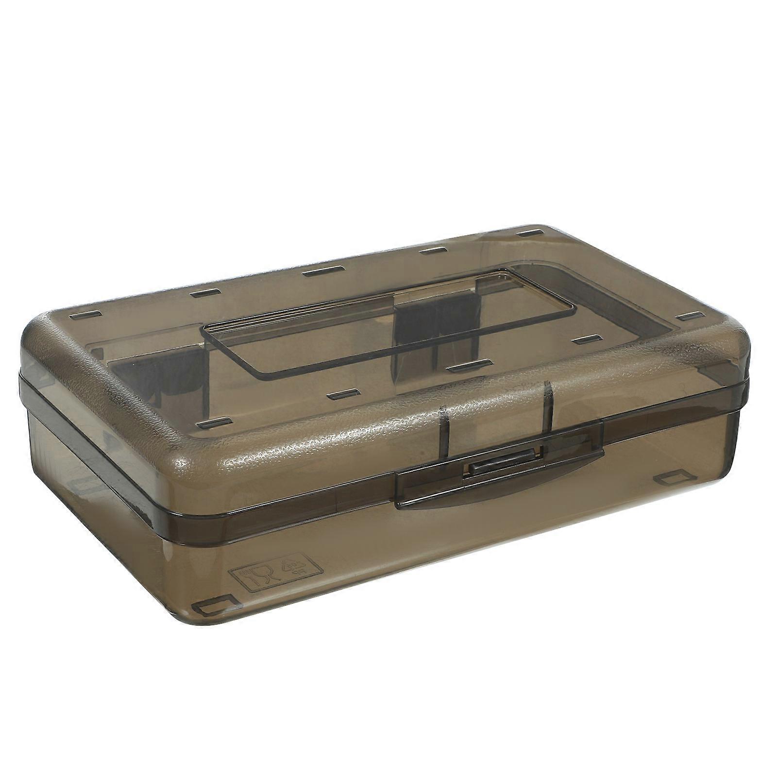 Portable Grey Pencil Case for Pen Storage Plastic Stationery Box