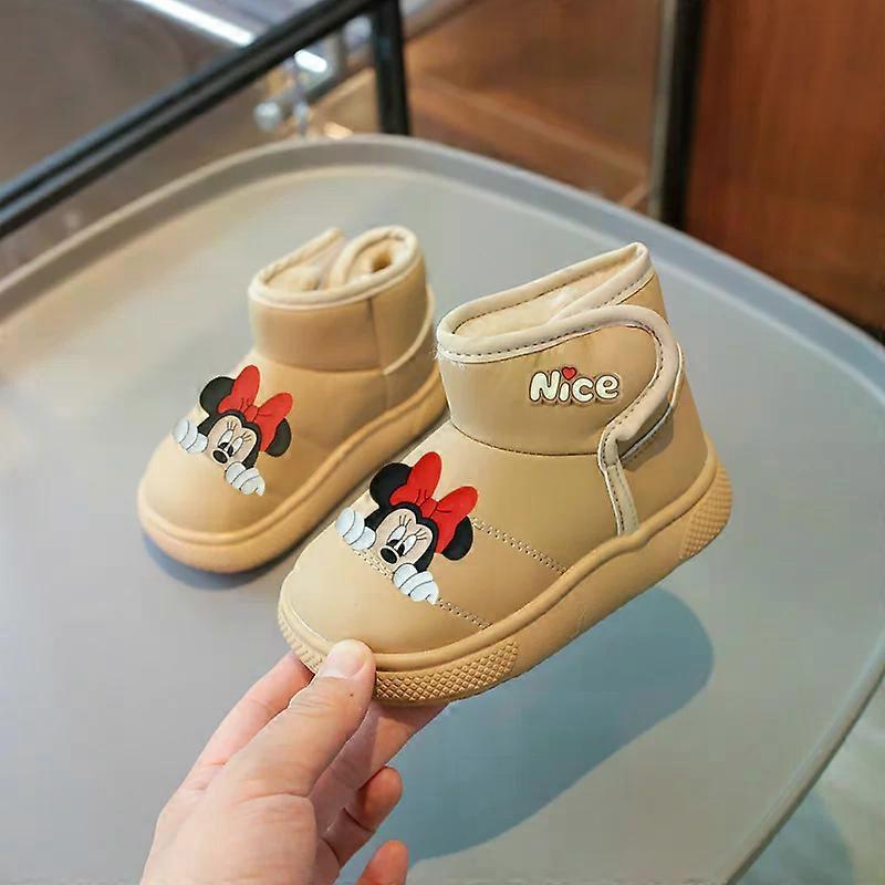 Mickey mouse cotton shoes Disney kids pu new winter first walkers plus fleece cotton boots girls toddler shoes boys casual shoes