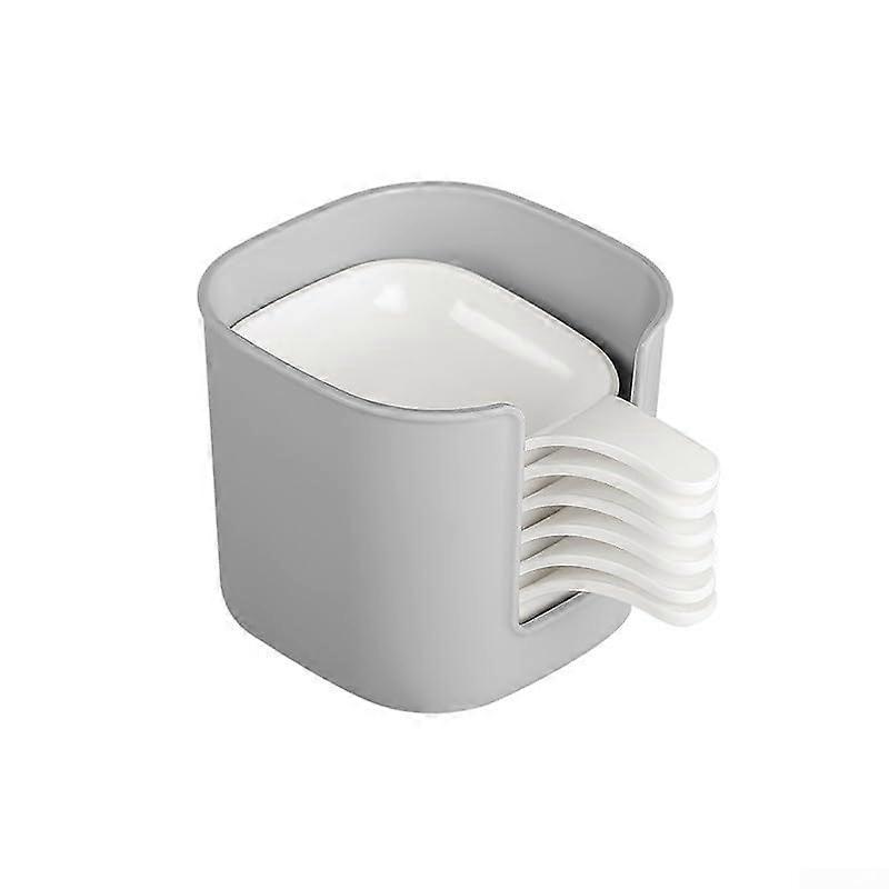 Plastic Dipping Bowls Set with Rack, Stackable Condiment Bowls for Kitchen Organization, Gray