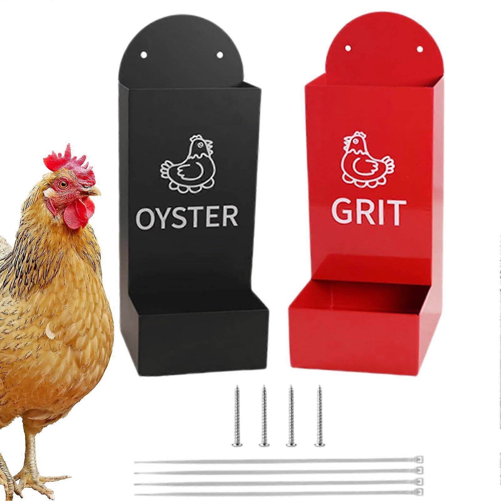 Chicken Oyster Shell Feeder 2pcs Large Capacity Weatherproof RustResistant Poultry Grit Dispenser