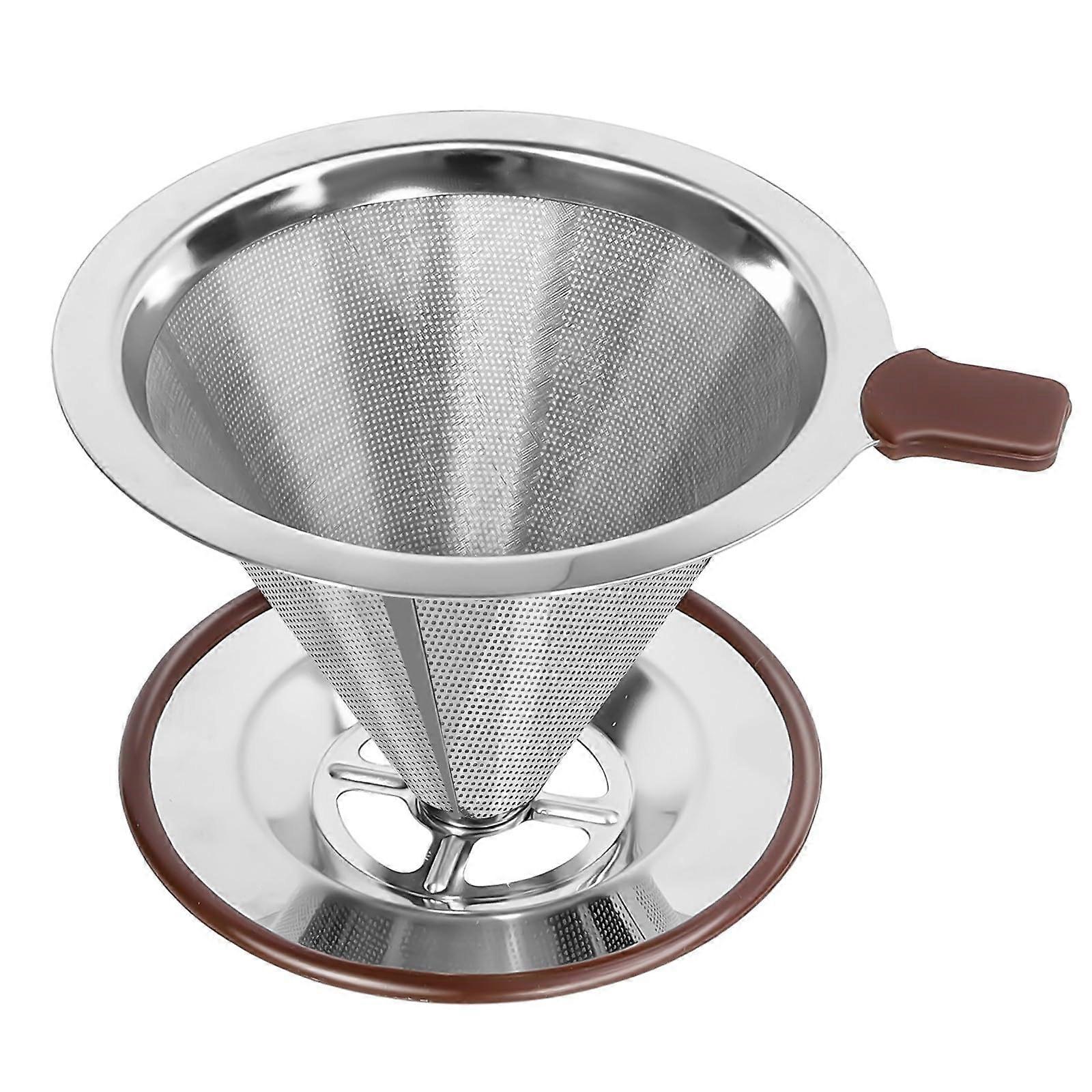 Pour Over Coffee Dripper with Reusable Stainless Steel Double Micro Mesh Filter and Stand, 12 Cup
