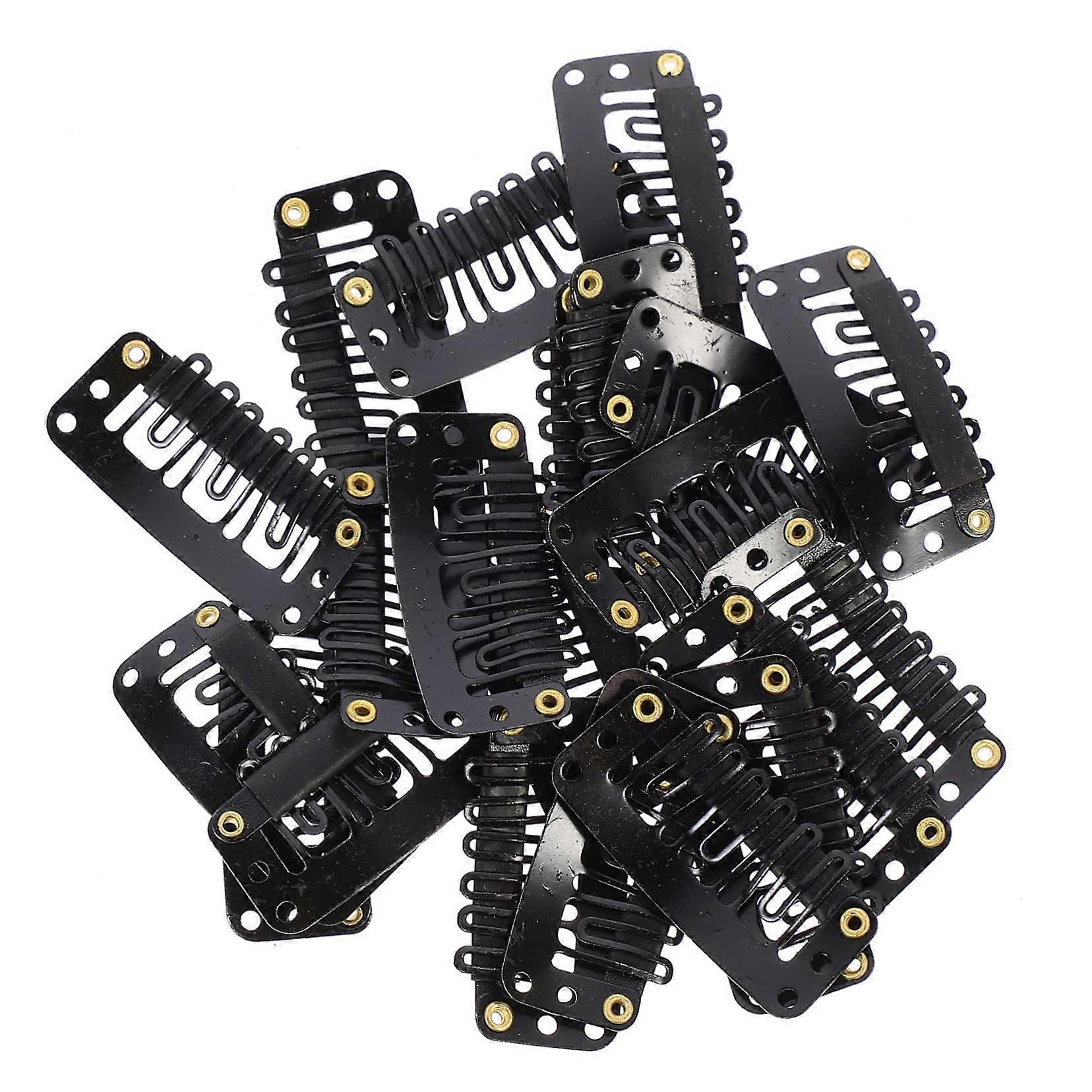 60pcs Black UShape Wig Clips with Snap Closure for Secure Wig Making and Hair Extensions