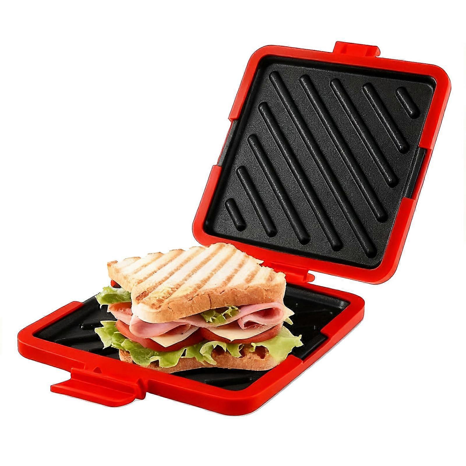 Microwave Sandwich Maker with Fast Heatwave Technology, NonStick, Dishwasher Safe, Red