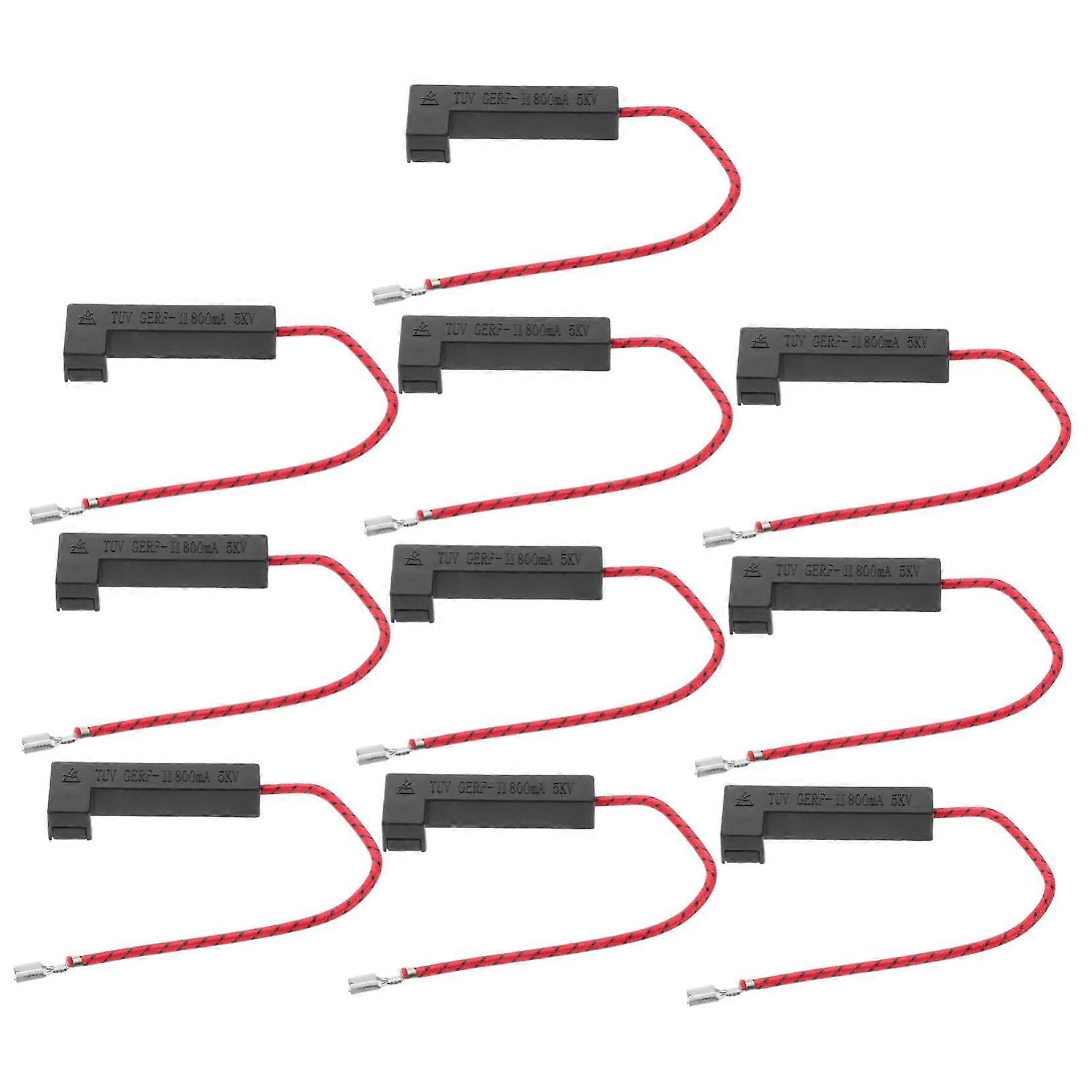 10pcs  Voltage Microwave Fuse Replacement Pack for Ovens Enhanced Circuit Protection Black