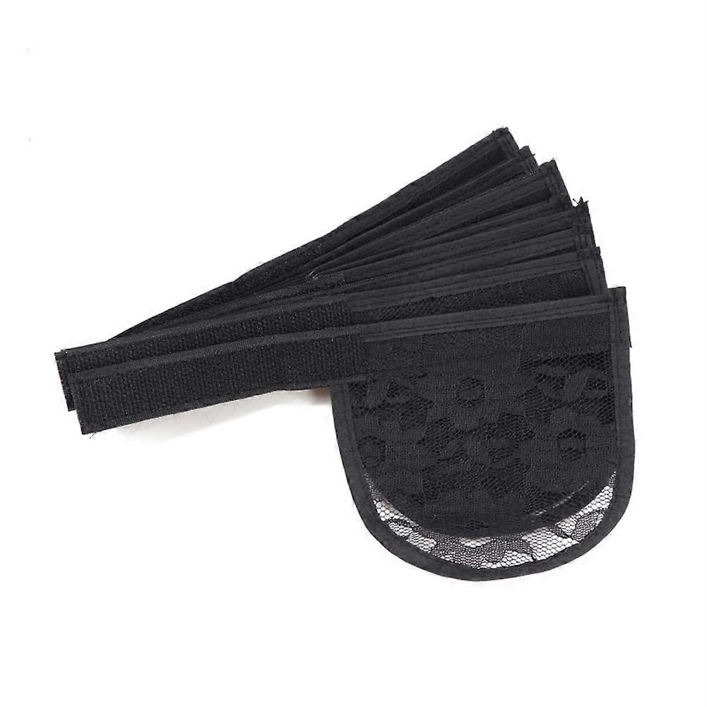 6Pcs Black Stretchy Ponytail Extension Base with Combs, Drawstring Net for Hair Bun Styling