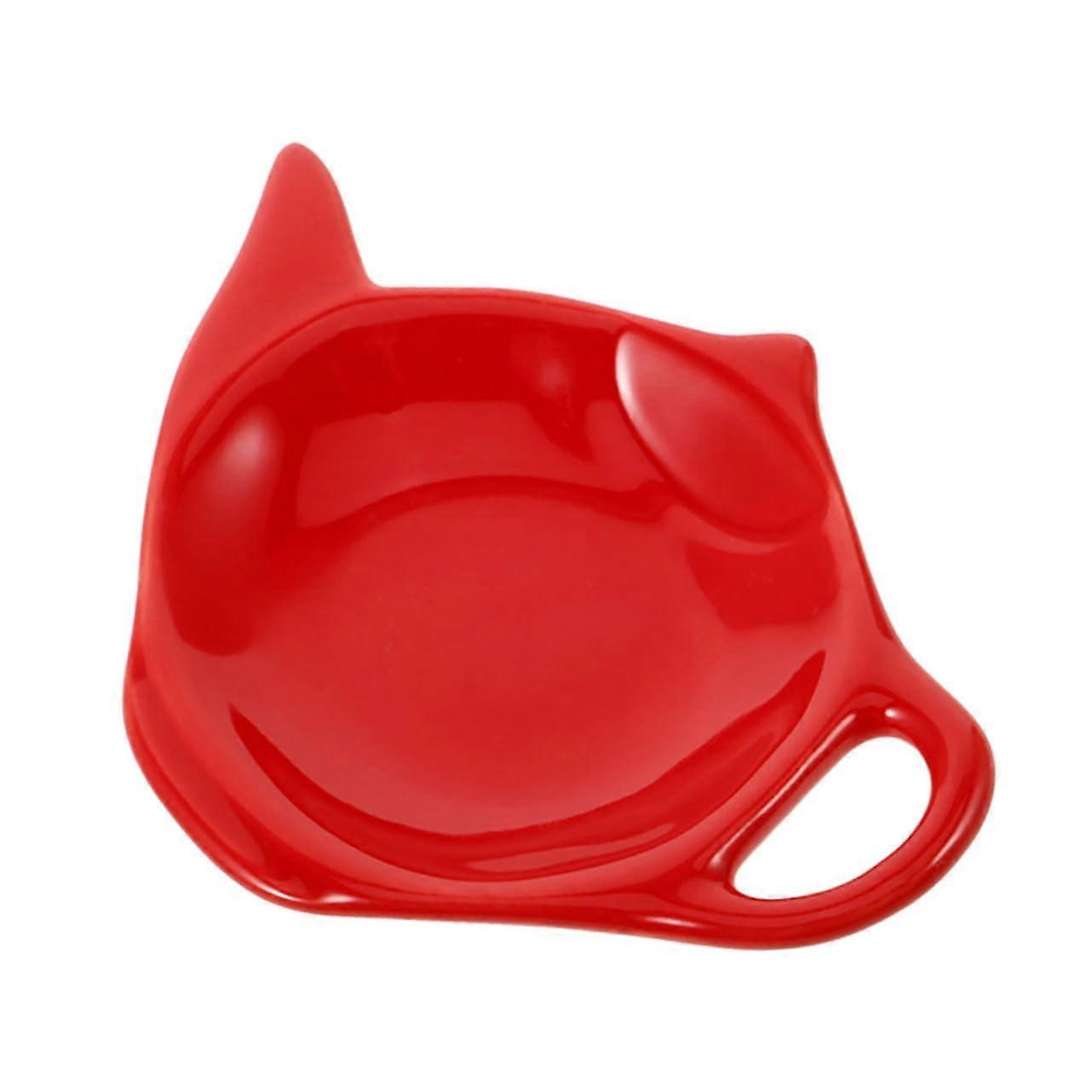 Ceramic Tea Bag Holder Teapot Shape Spoon Rest Dish Easy Clean ChipResistant for Kitchen Cafes Red