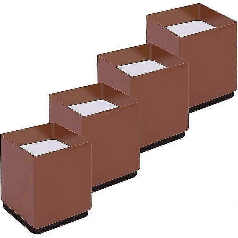 4-Pack Carbon Steel Bed Risers, 2" Height, 10000 lbs Capacity, Brown Square