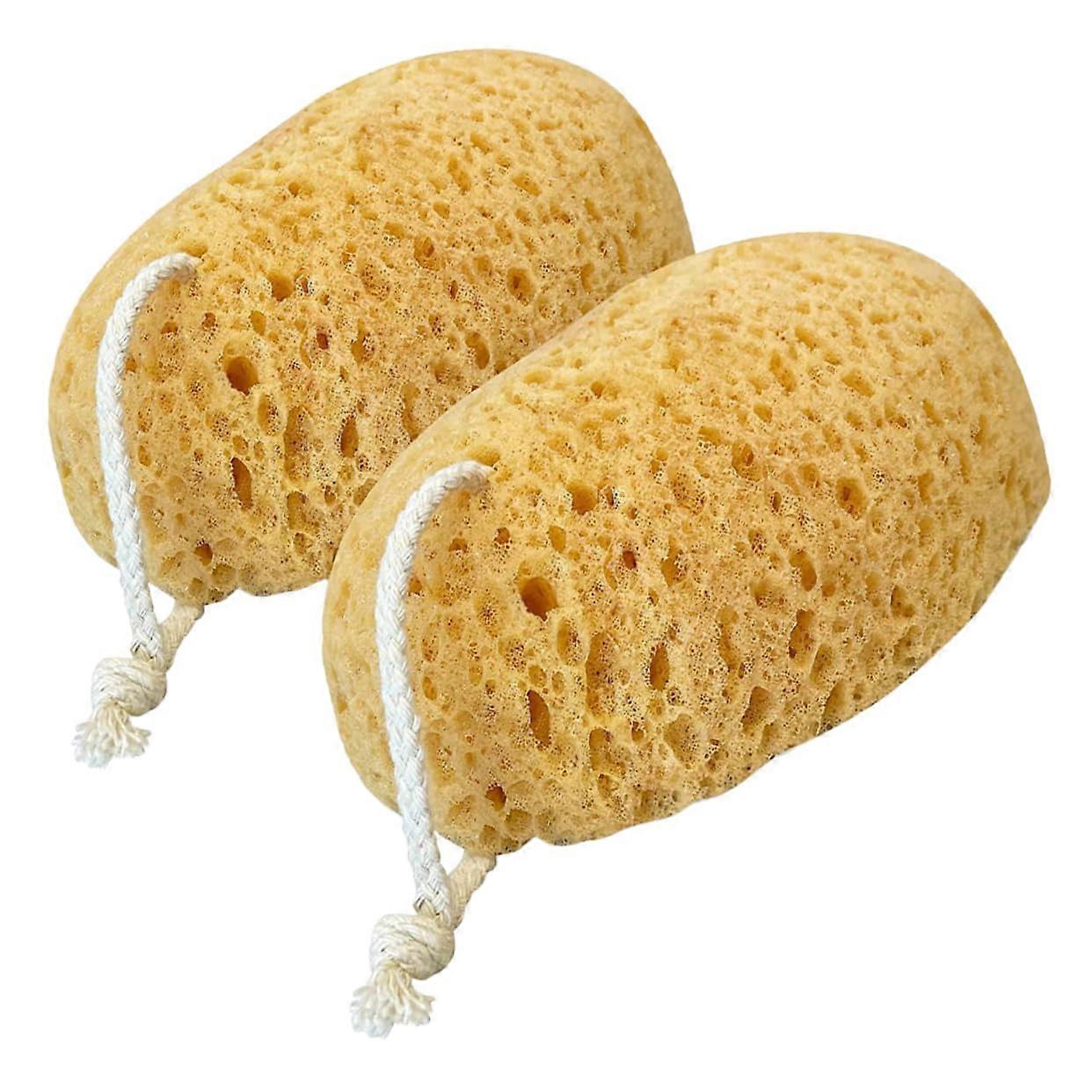 Double Sided Exfoliating Shower Sponge Set 2 Pcs Soft Bath Sponges with QuickDry Hanging Loop