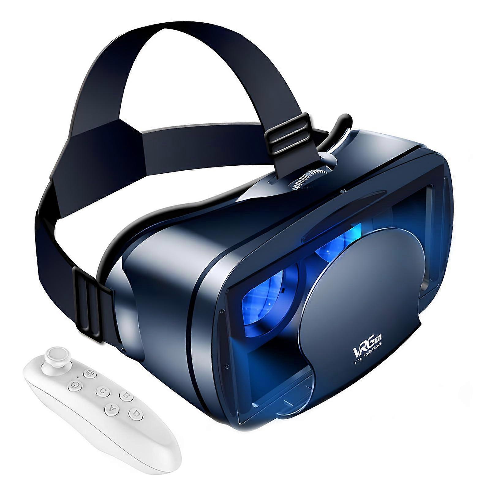 3D VR Headset with Remote Control, Adjustable Focus Virtual Reality Glasses for iPhone and Android