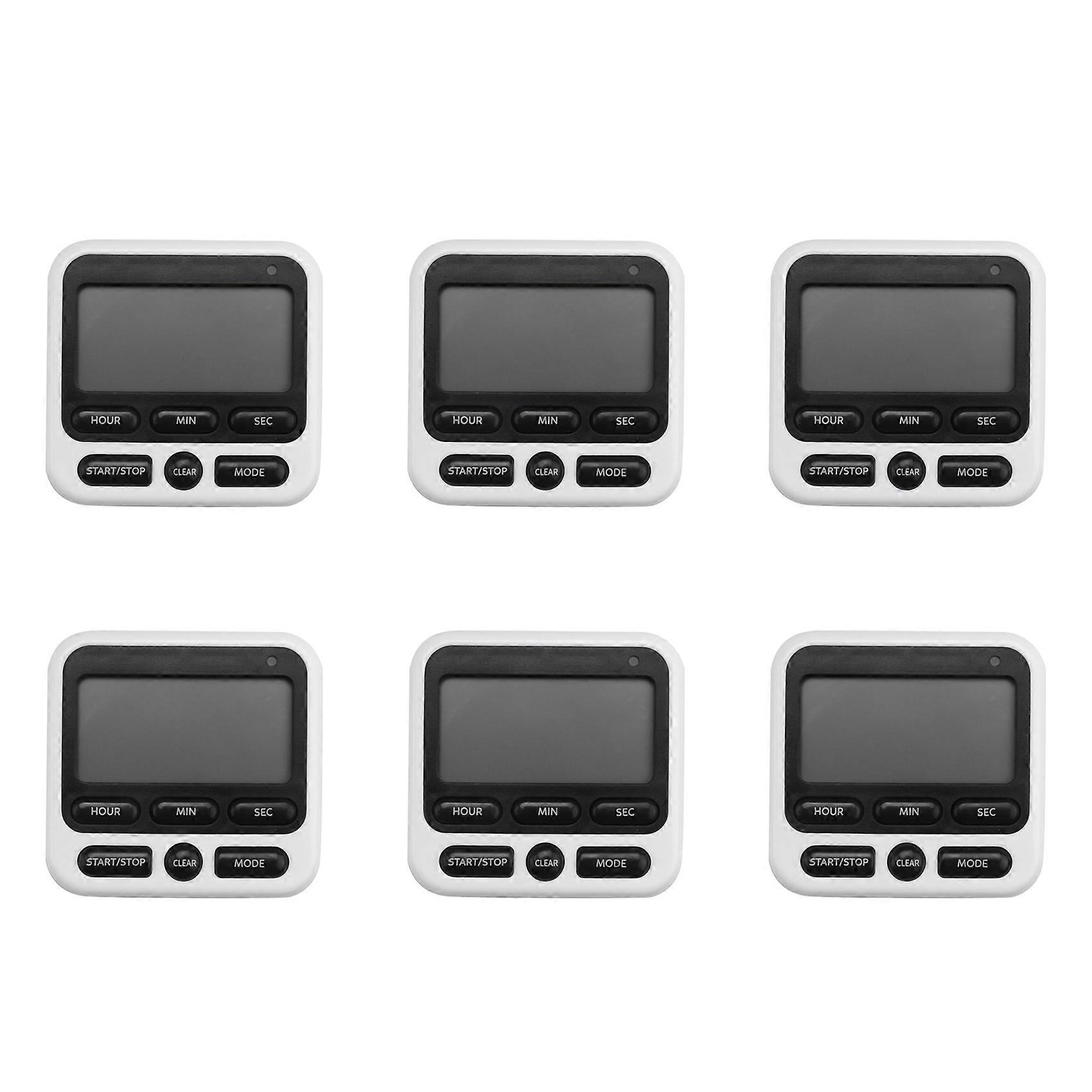 6X Kitchen Timer, Magnetic Kitchen Timer, with Adjustable Sound Alarm and Memory Function for Cooking and Studying