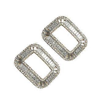 2x Strass-Kristallschuhe mit Schnallenclips für elegante und funkelnde Hochzeitsschuhdekoration