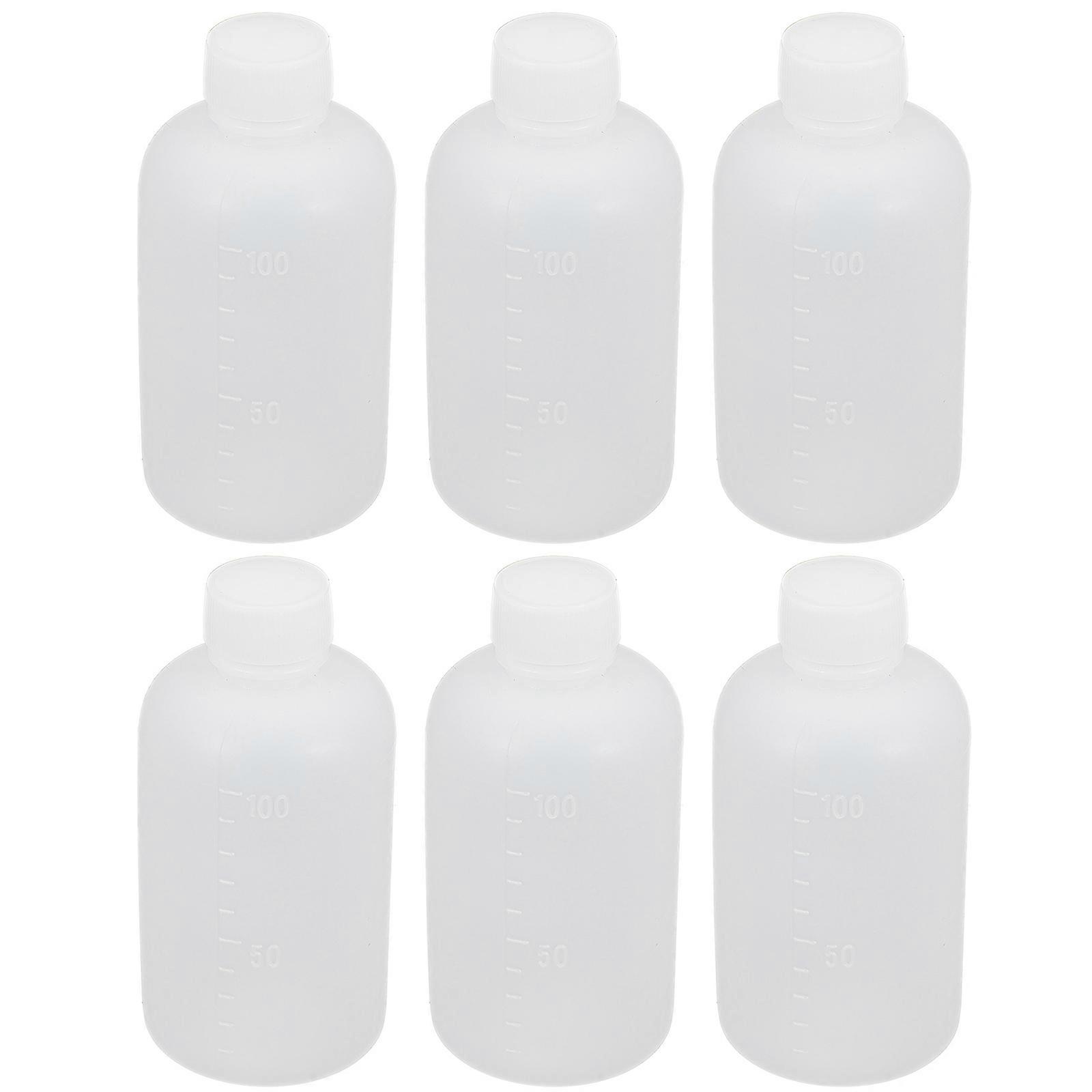 Scientific Sample Bottle for Storage Use 6Pcs White Pe Plastic Reagent Bottles