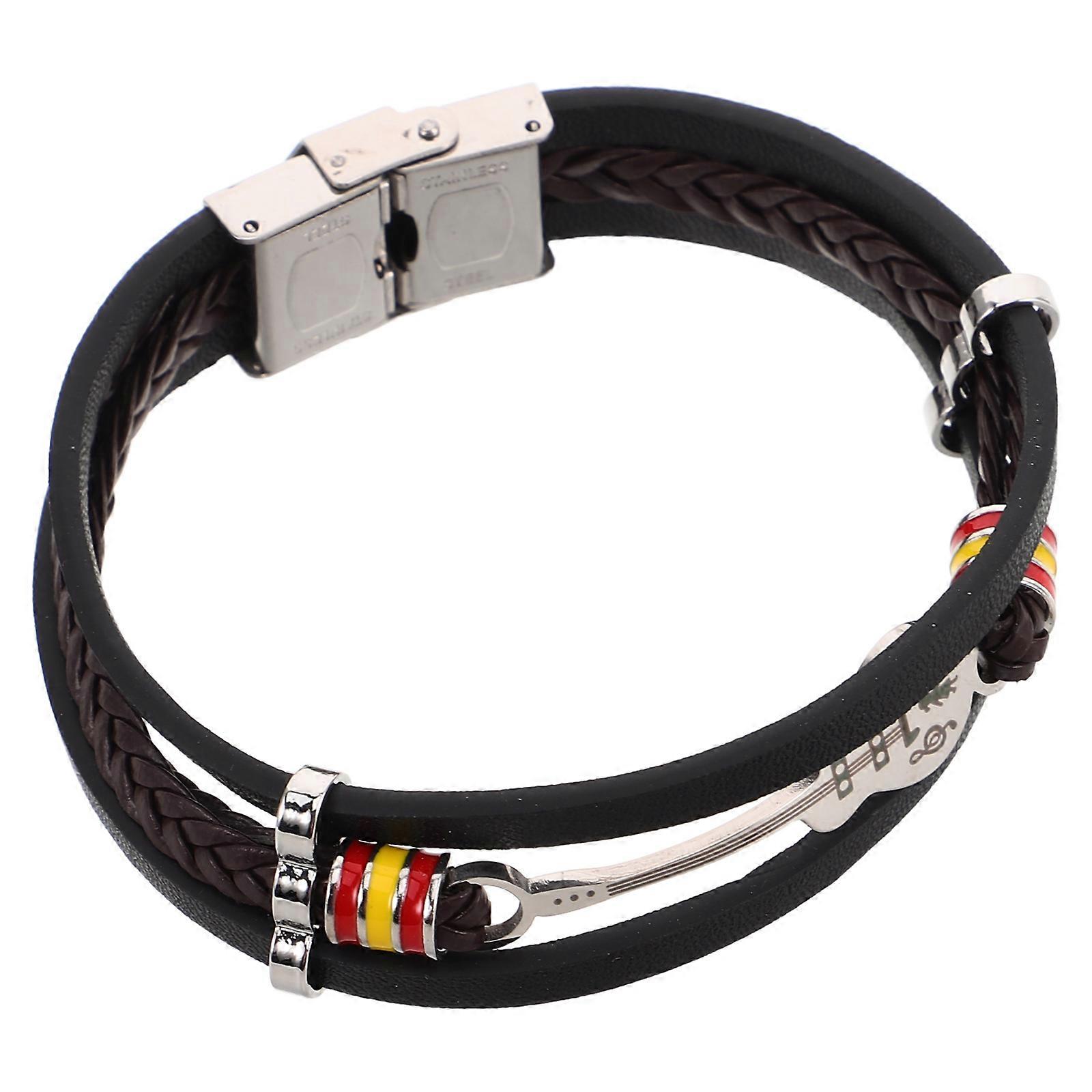 Multi-Layer Braided Punk Bracelet For Men Featuring Durable Material And Unique Style Suitable For Parties 1Set