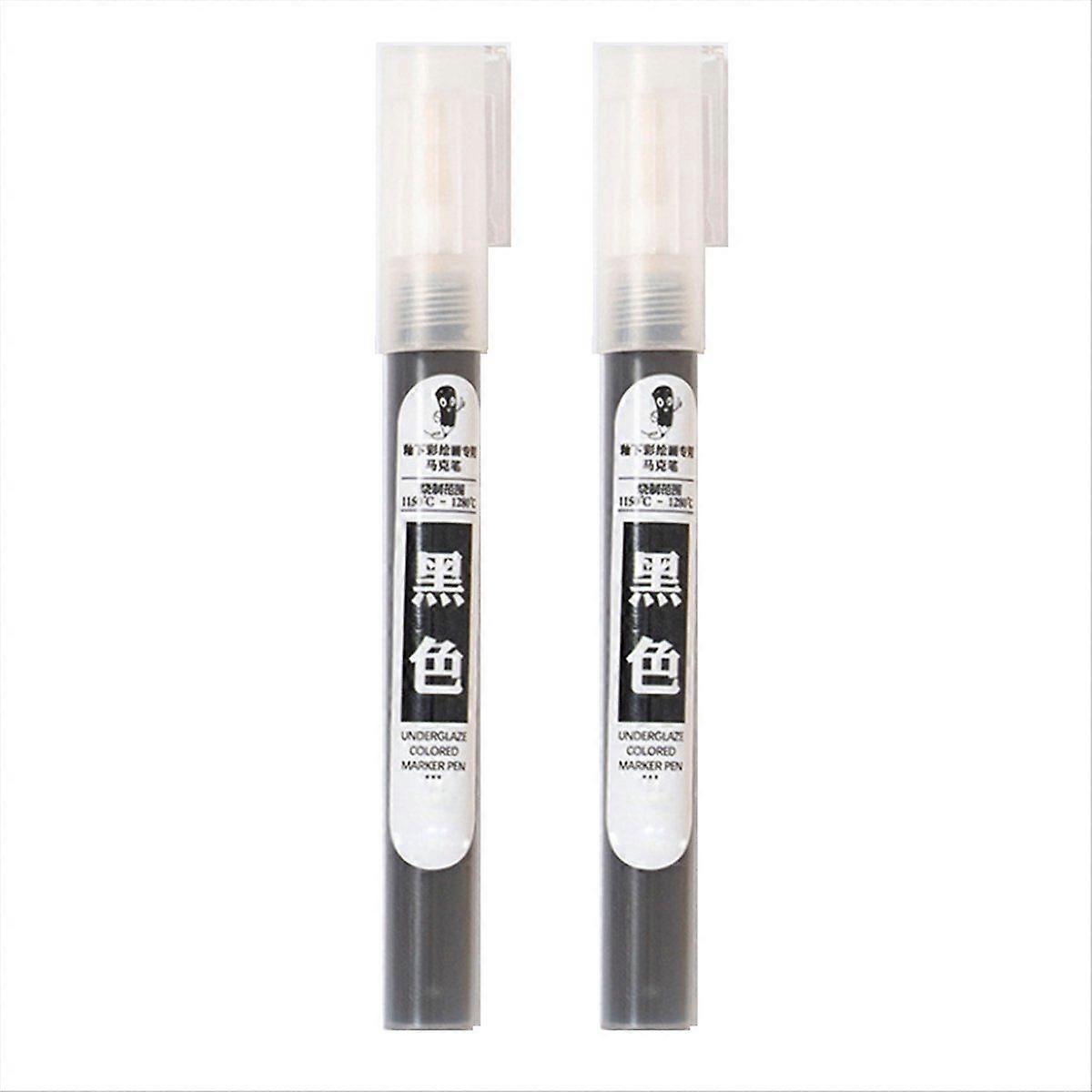 2Pc Underglaze Pen Underglaze for Ceramics Ceramic Writing Pen(Black)