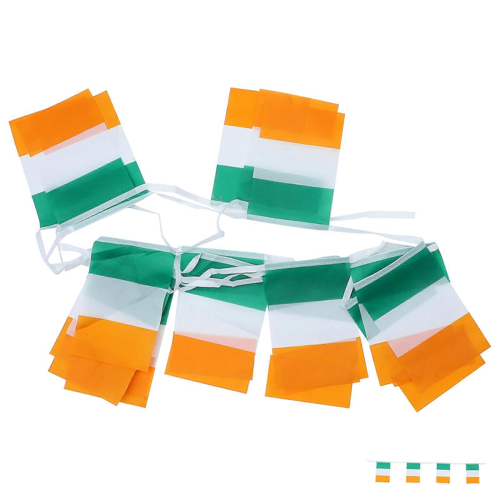 Irish Flag Bunting St Patrick Day Decorations Hanging Banner for Celebration