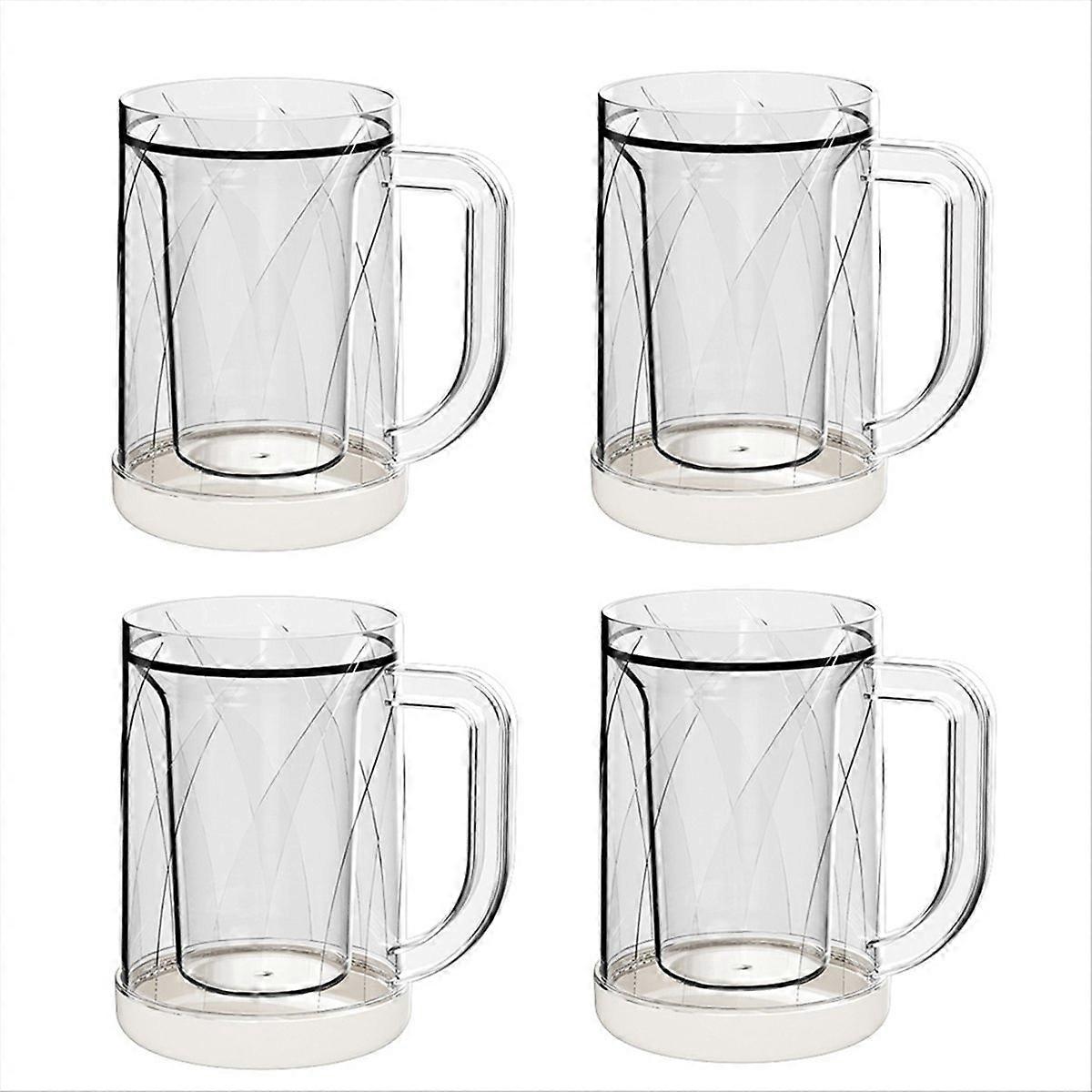 4 Pcs Frozen Beer Mugs for Freezer Double Wall Gel Frosty Mugs
