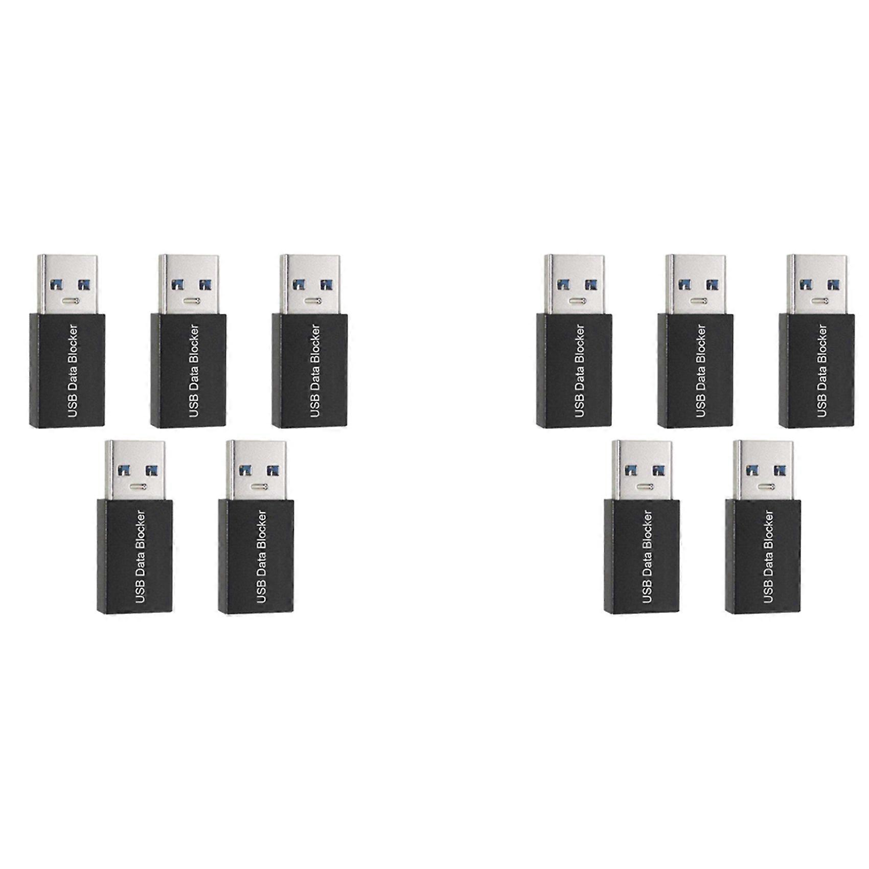 10Pcs USB Data Blocker,Charge-Only USB Blocker Adapter for Blocking Data Sync, Protect Against Juice Jacking Black