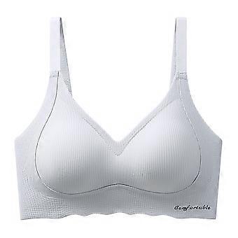 Kabelloses Push-up-Bralette mit Wellensaum für Damen, gepolstert und verstellbar, kurzes Top mit vollständiger Abdeckung, Grau, 2XL