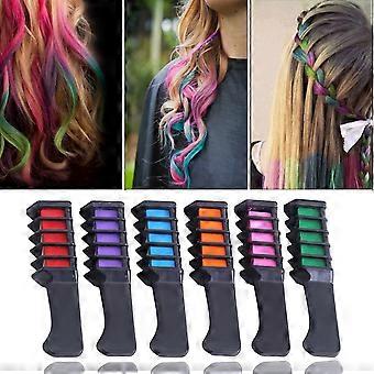 Hair Chalk Comb Set with Temporary Washable Rainbow Colors for Kids Girls Party Cosplay, 6 Shades