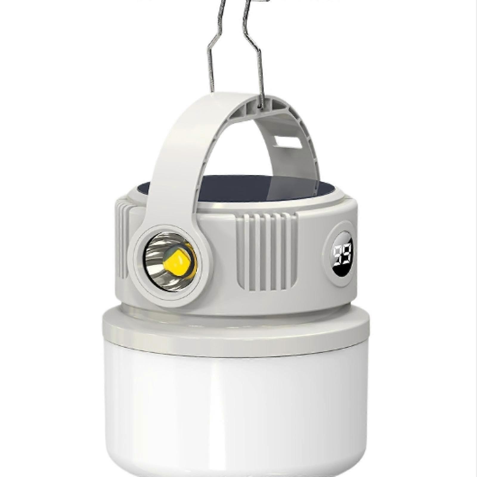 Solar Rechargeable Camping Lantern with Hook, Fast TypeC Charging, Adjustable Brightness, 200m Range