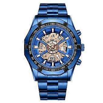 Holle mechanische quartzhorloge met lichtgevende wijzerplaat, 30 meter waterdicht, kleur: staalblauw