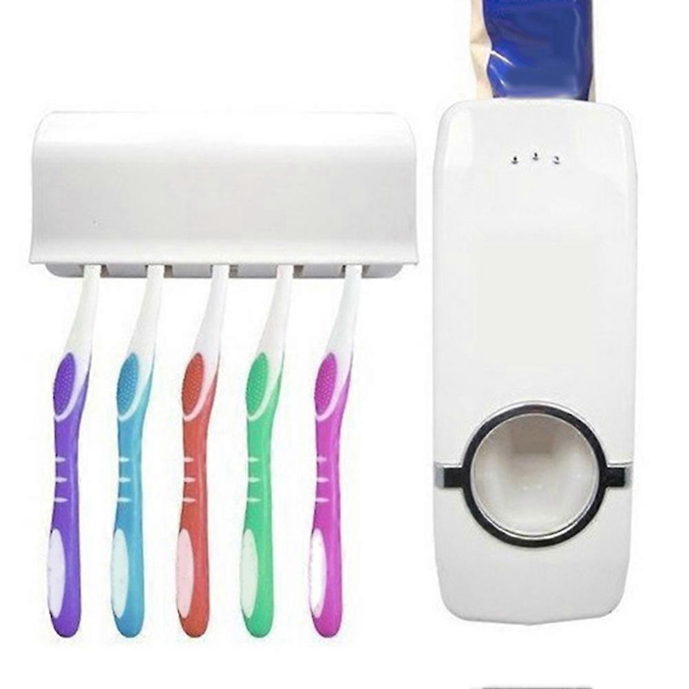 Auto Automatic Toothpaste Dispenser Toothbrush Holder Set Home Wall Mount Stand