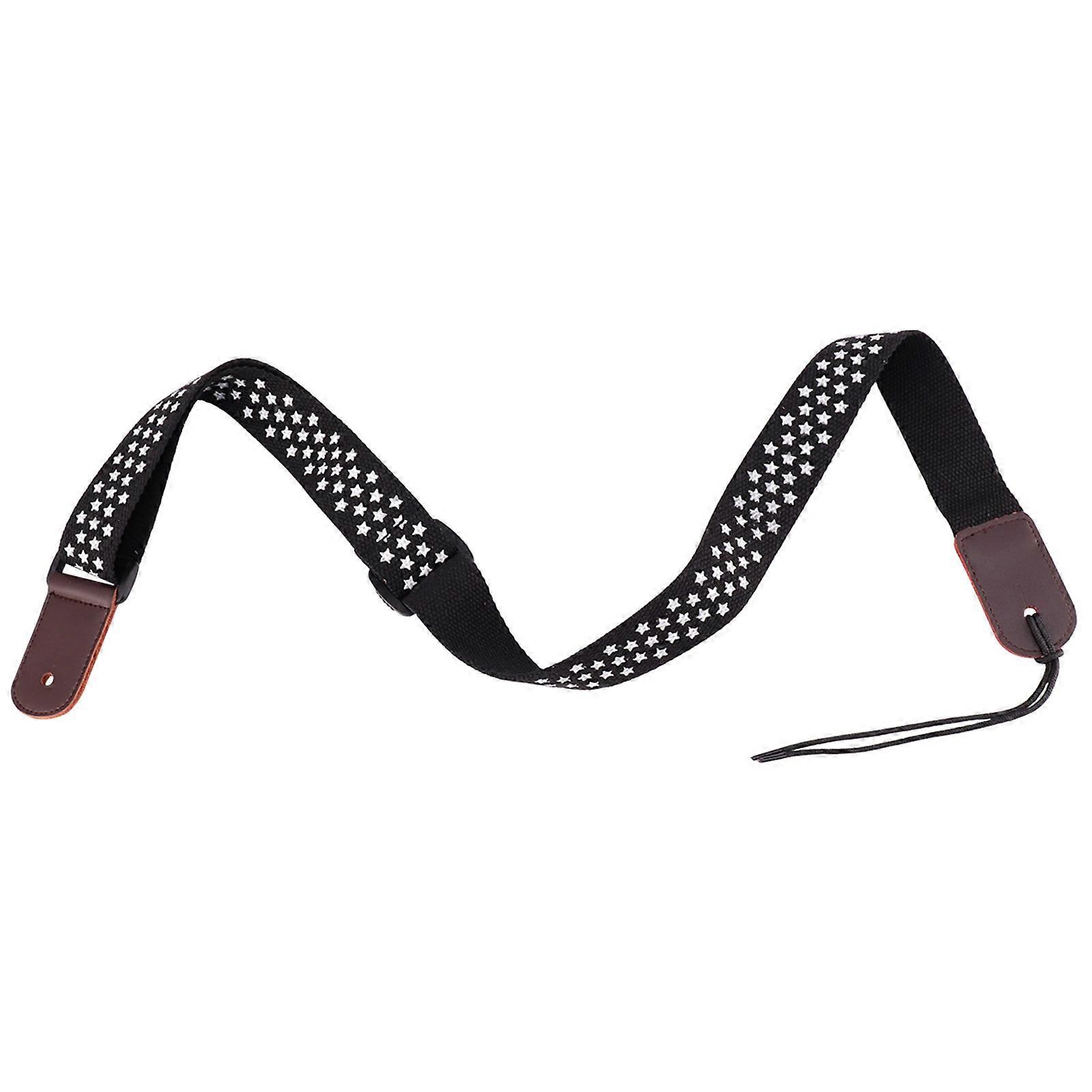 Cotton Ukulele Strap Adjustable with Head for Ukulele Black