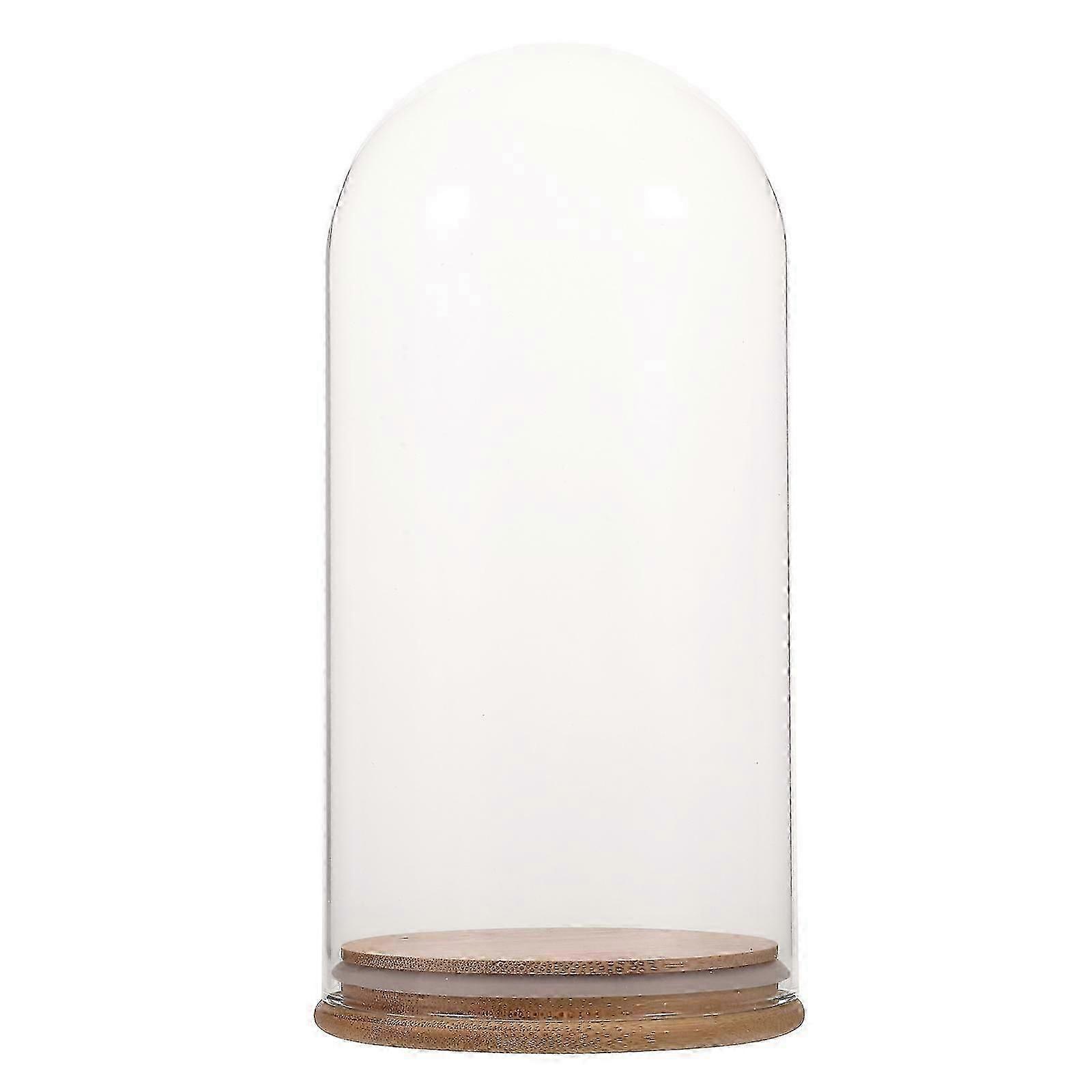 Cúpula de cristal con base compatible con pantalla Cúpula transparente con base de bambú