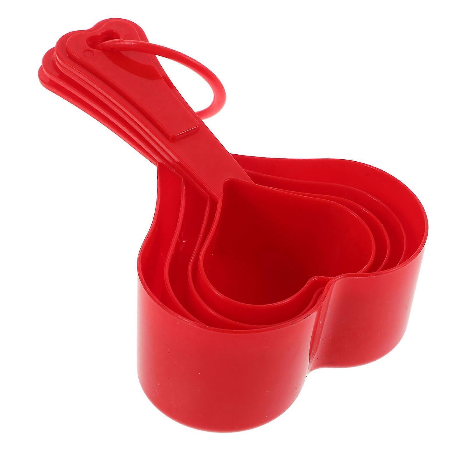Heart Shaped Measuring Spoon Set for Kitchen Use Plastic 1Set