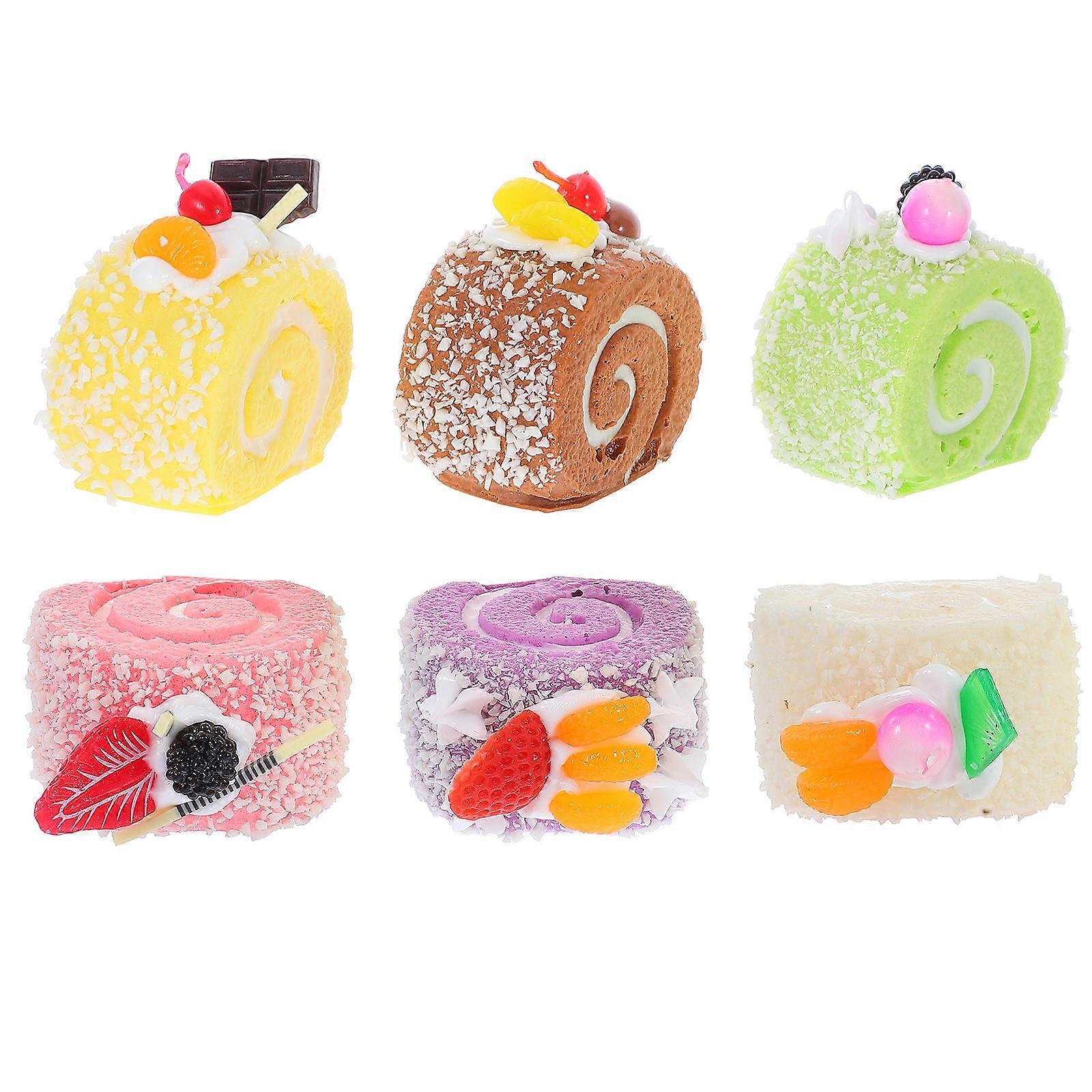 Artificial Cake Model Realistic for Decor 6Pcs PU Material Display